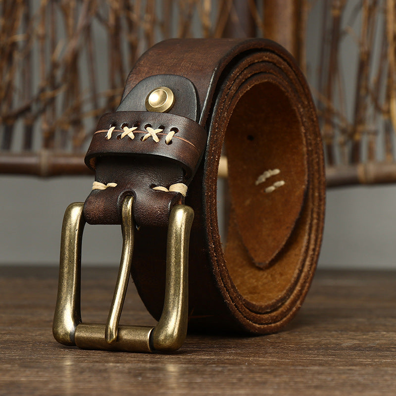Vintage First Layer Leather Pin Buckle Belt
