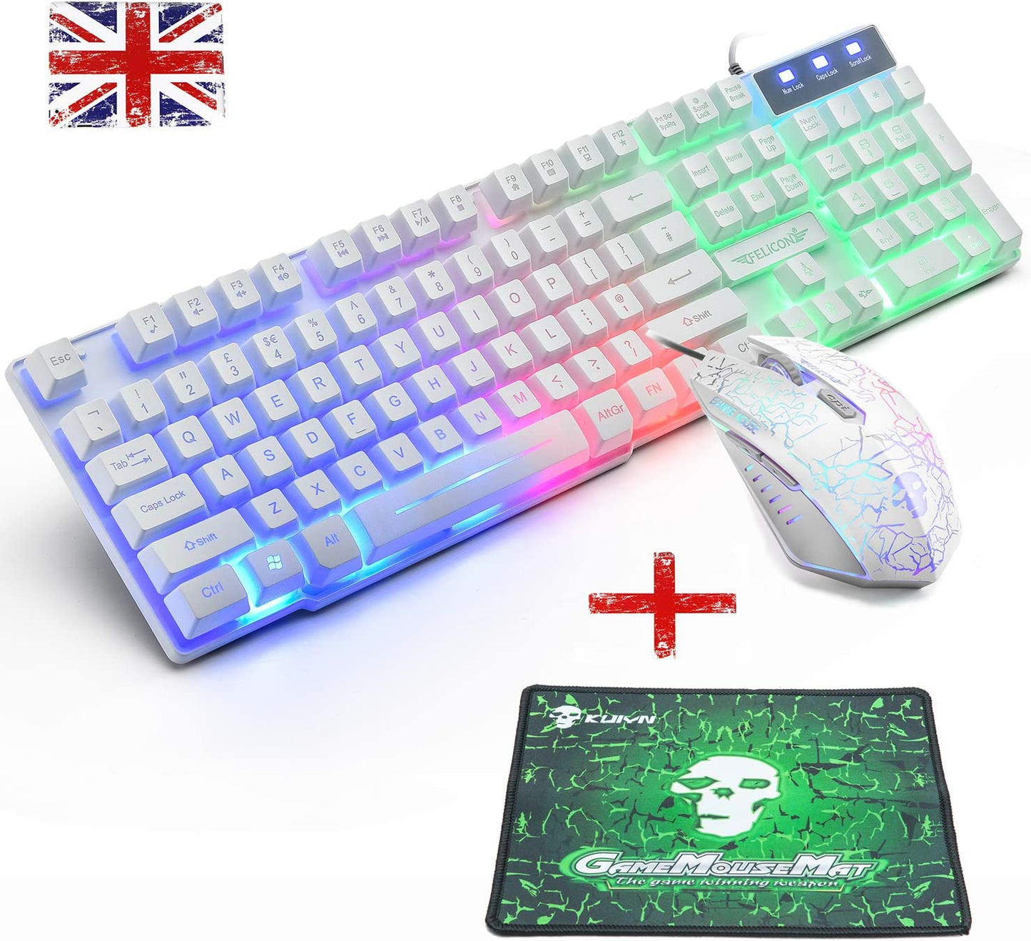 Gaming Mechanical Feeling Keyboard LED Backlit Mouse With Pad