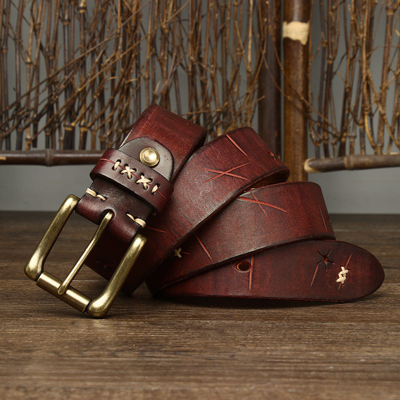 Vintage First Layer Leather Pin Buckle Belt
