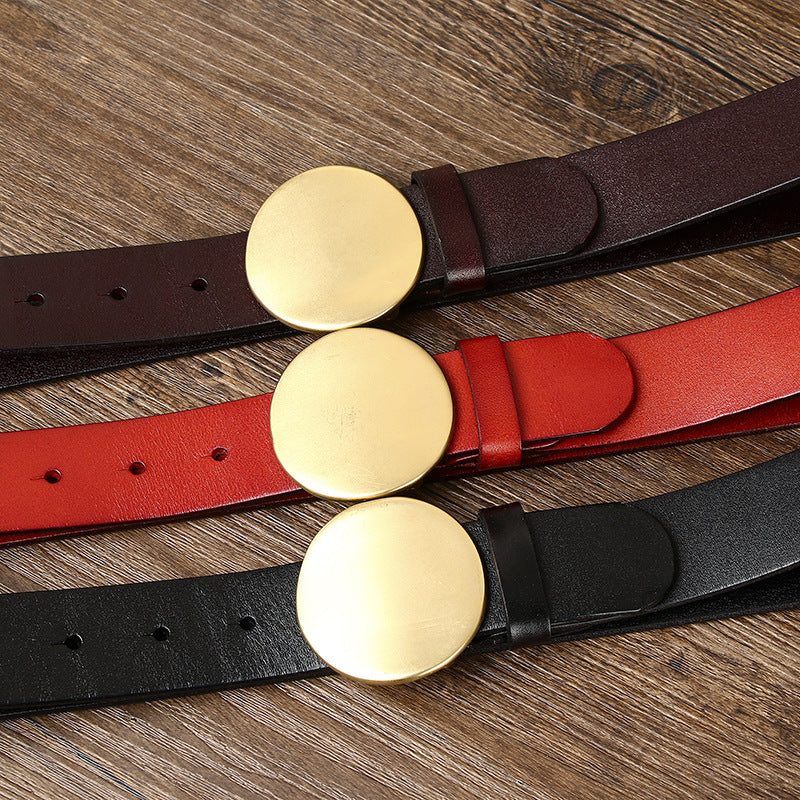 Fashion Smooth Round Buckle Belt