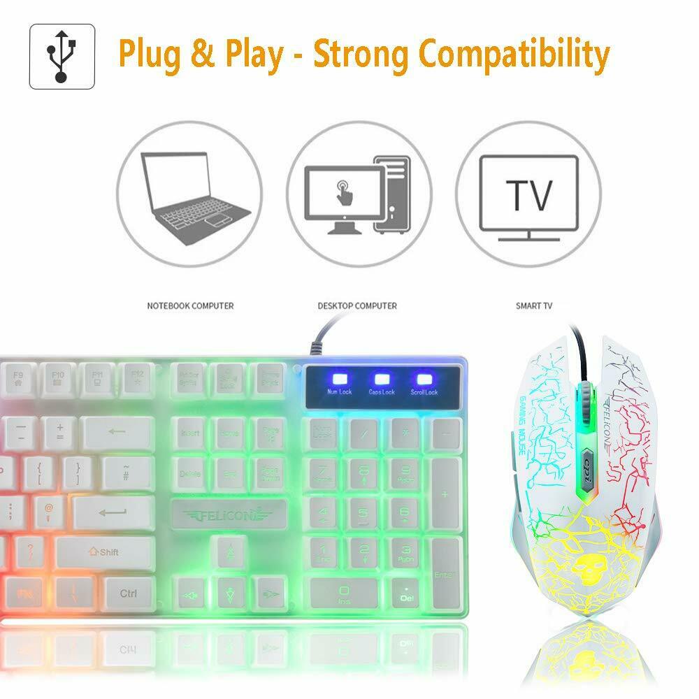 Gaming Mechanical Feeling Keyboard LED Backlit Mouse With Pad