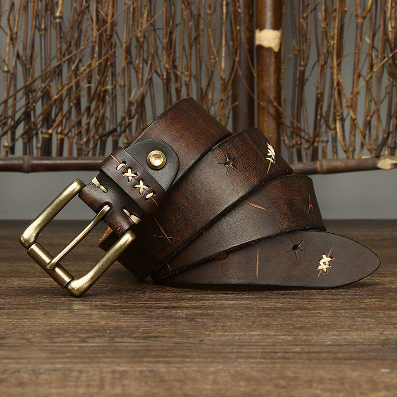 Vintage First Layer Leather Pin Buckle Belt
