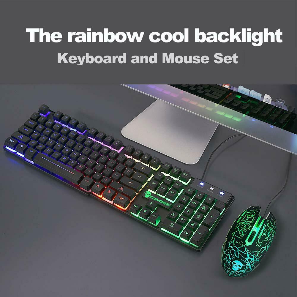 Gaming Mechanical Feeling Keyboard LED Backlit Mouse With Pad