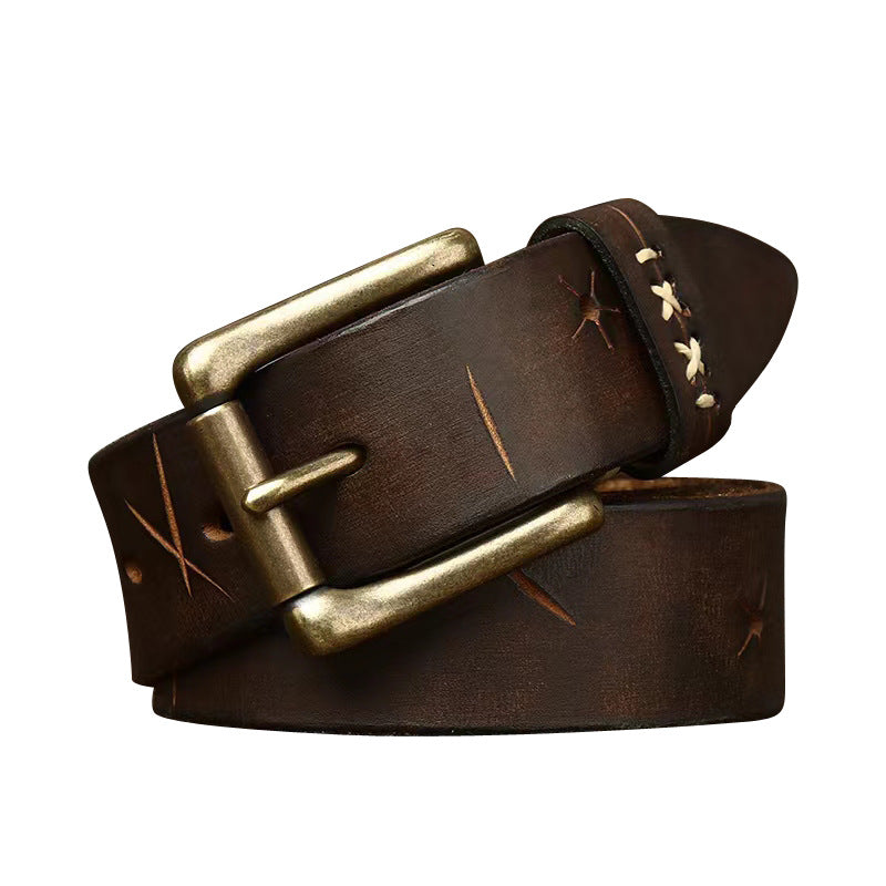 Vintage First Layer Leather Pin Buckle Belt