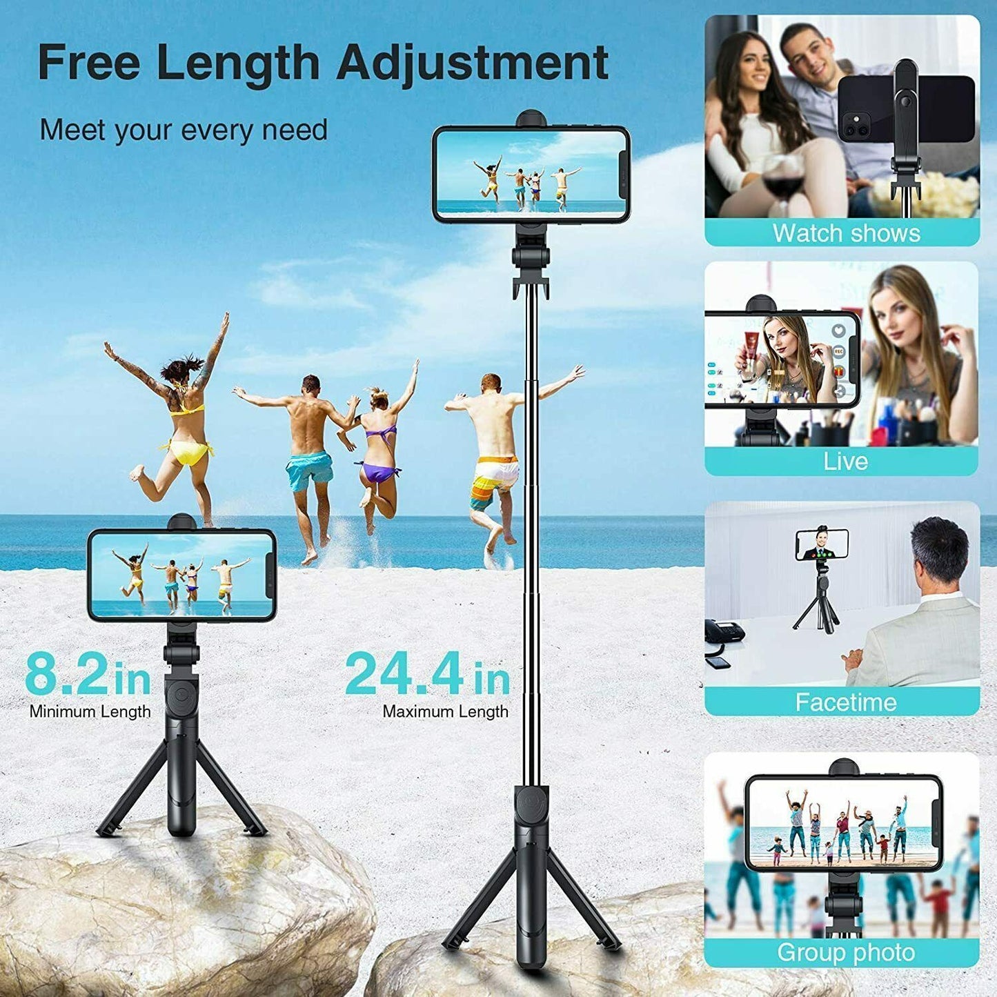 Telescopic Selfie Stick Bluetooth Tripod Monopod Phone Holder