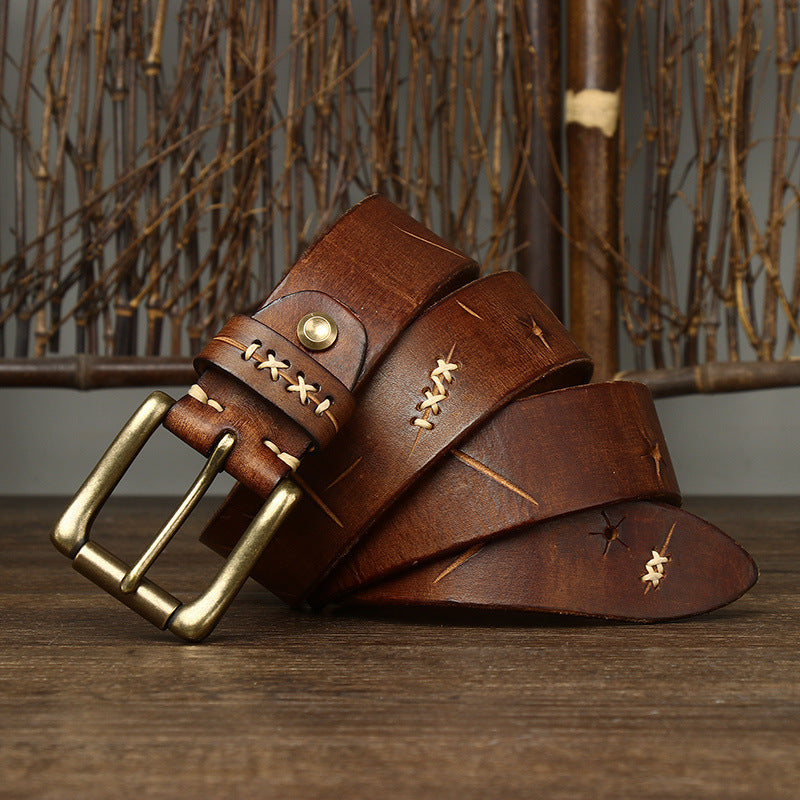 Vintage First Layer Leather Pin Buckle Belt