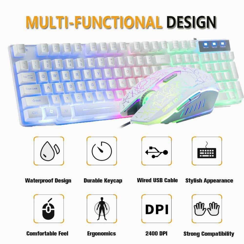 Gaming Mechanical Feeling Keyboard LED Backlit Mouse With Pad