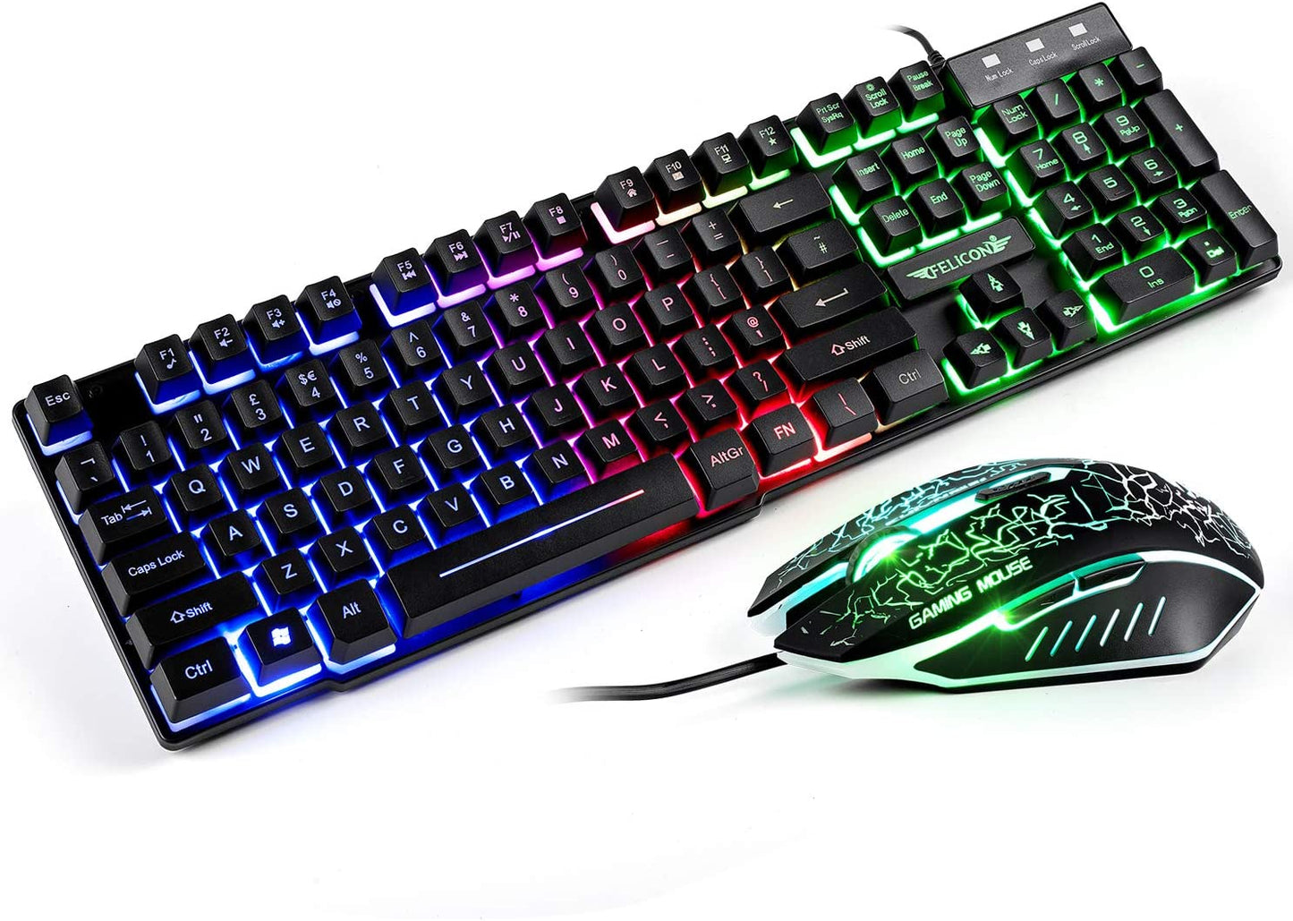 Gaming Mechanical Feeling Keyboard LED Backlit Mouse With Pad
