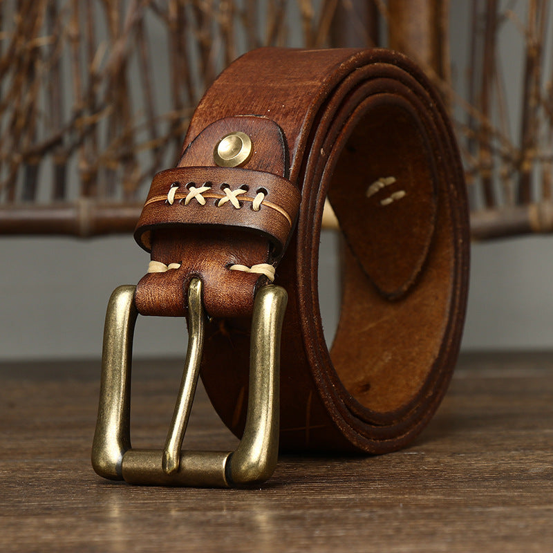 Vintage First Layer Leather Pin Buckle Belt