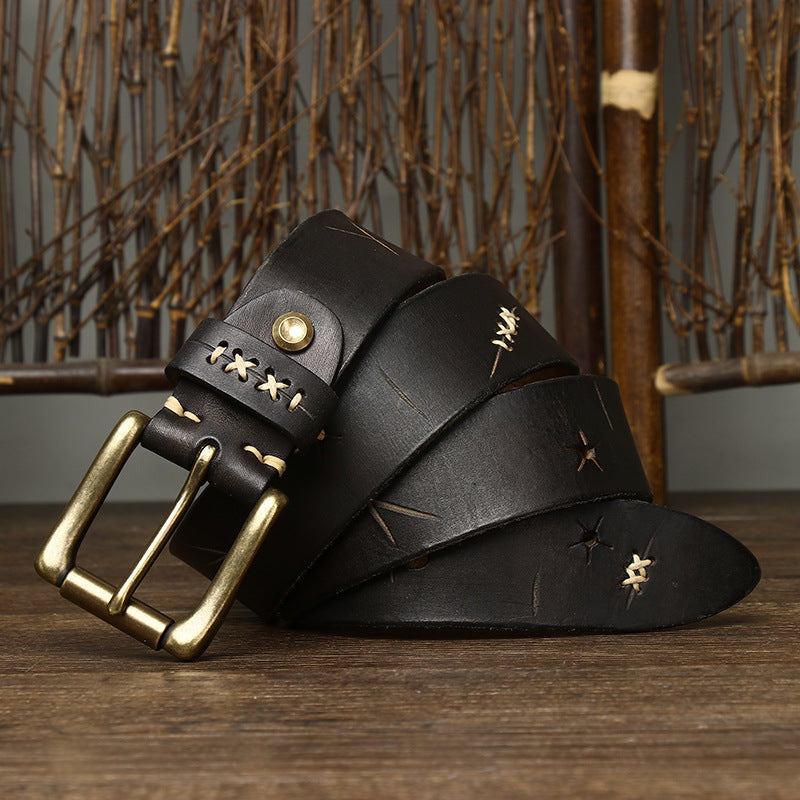 Vintage First Layer Leather Pin Buckle Belt