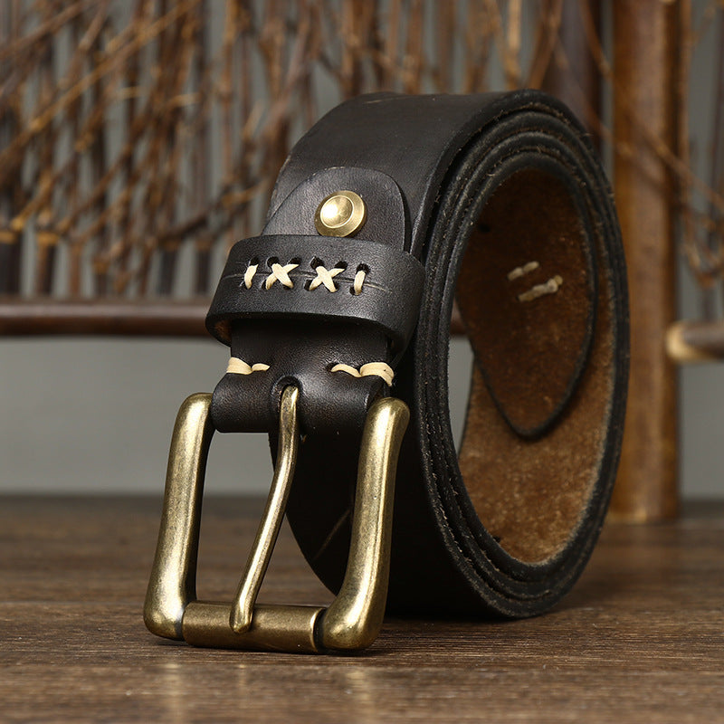 Vintage First Layer Leather Pin Buckle Belt