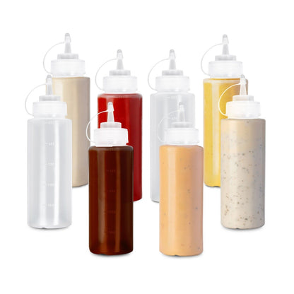 8PCS Or 4PCS Pack Plastic Squeeze Sauce Bottles Kitchen Condiment Dispenser Mayo 500ml