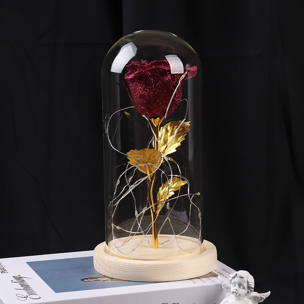 Eternal Rose Flowers LED Light In Glass Cover Gift