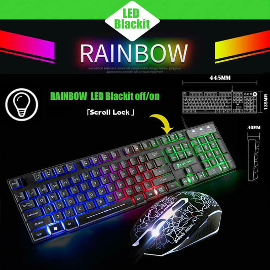 Gaming Mechanical Feeling Keyboard LED Backlit Mouse With Pad