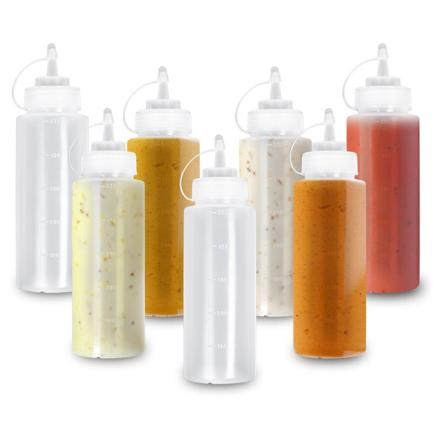 8PCS Or 4PCS Pack Plastic Squeeze Sauce Bottles Kitchen Condiment Dispenser Mayo 500ml