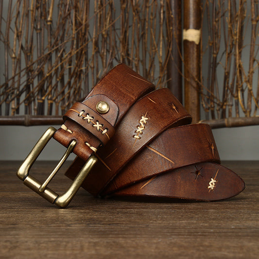 Vintage First Layer Leather Pin Buckle Belt