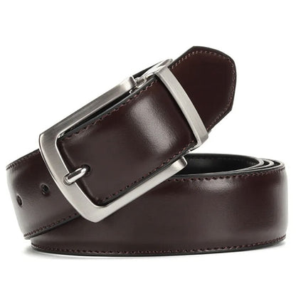 KAVEN PETER™ Men's Leather Belt Reversible Buckle