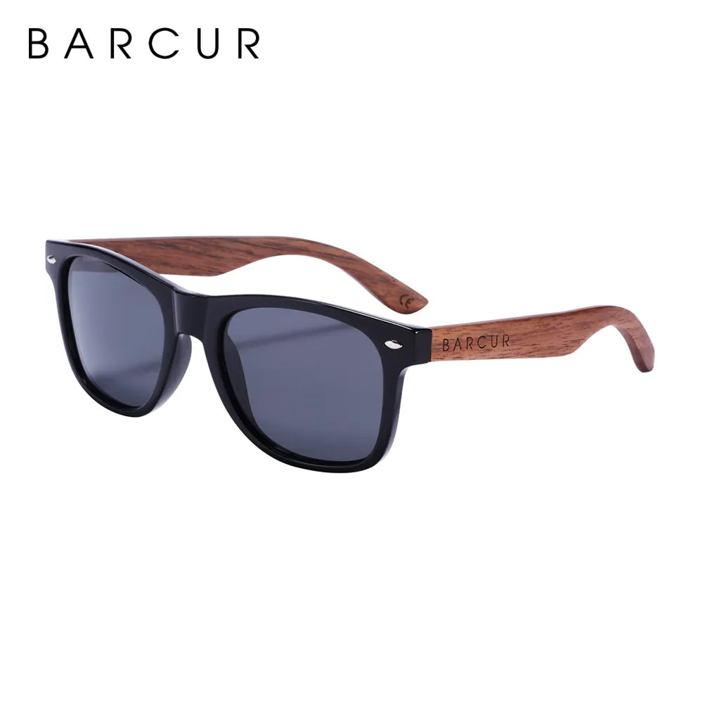 BARCUR™ Black Walnut Wood Sunglasses for Man Polarized