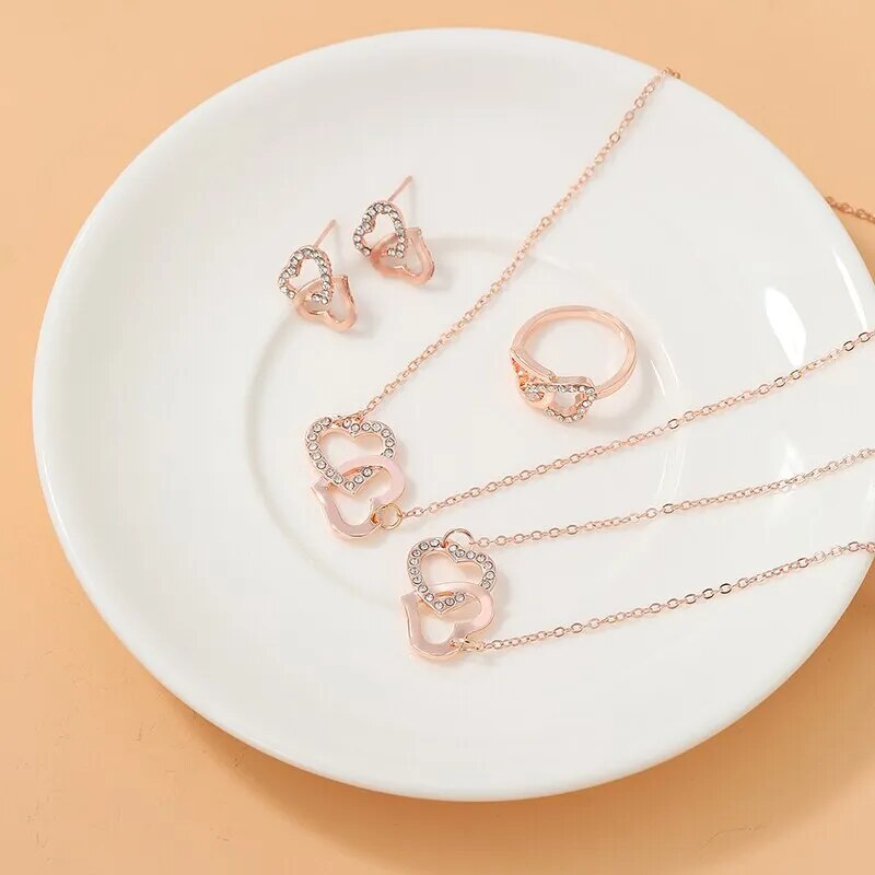 Heart Shaped Jewelry Sets 5Pcs