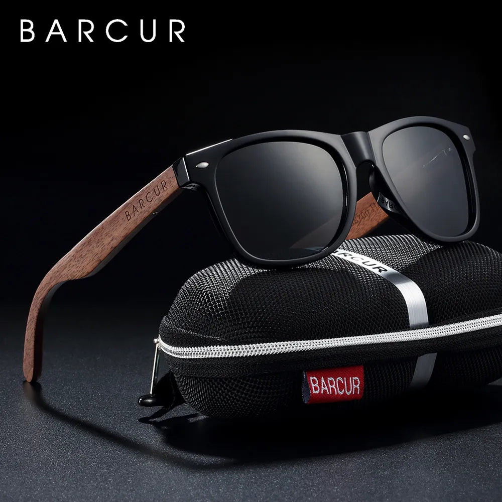 BARCUR™ Black Walnut Wood Sunglasses for Man Polarized