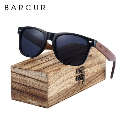 BARCUR™ Black Walnut Wood Sunglasses for Man Polarized