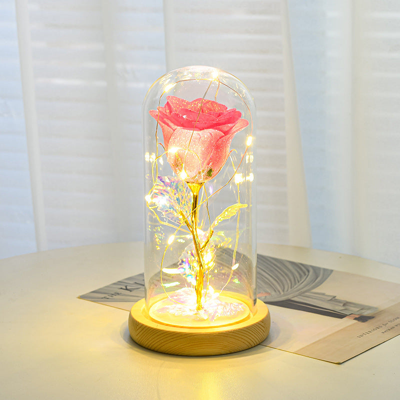 Eternal Rose Flowers LED Light In Glass Cover Gift