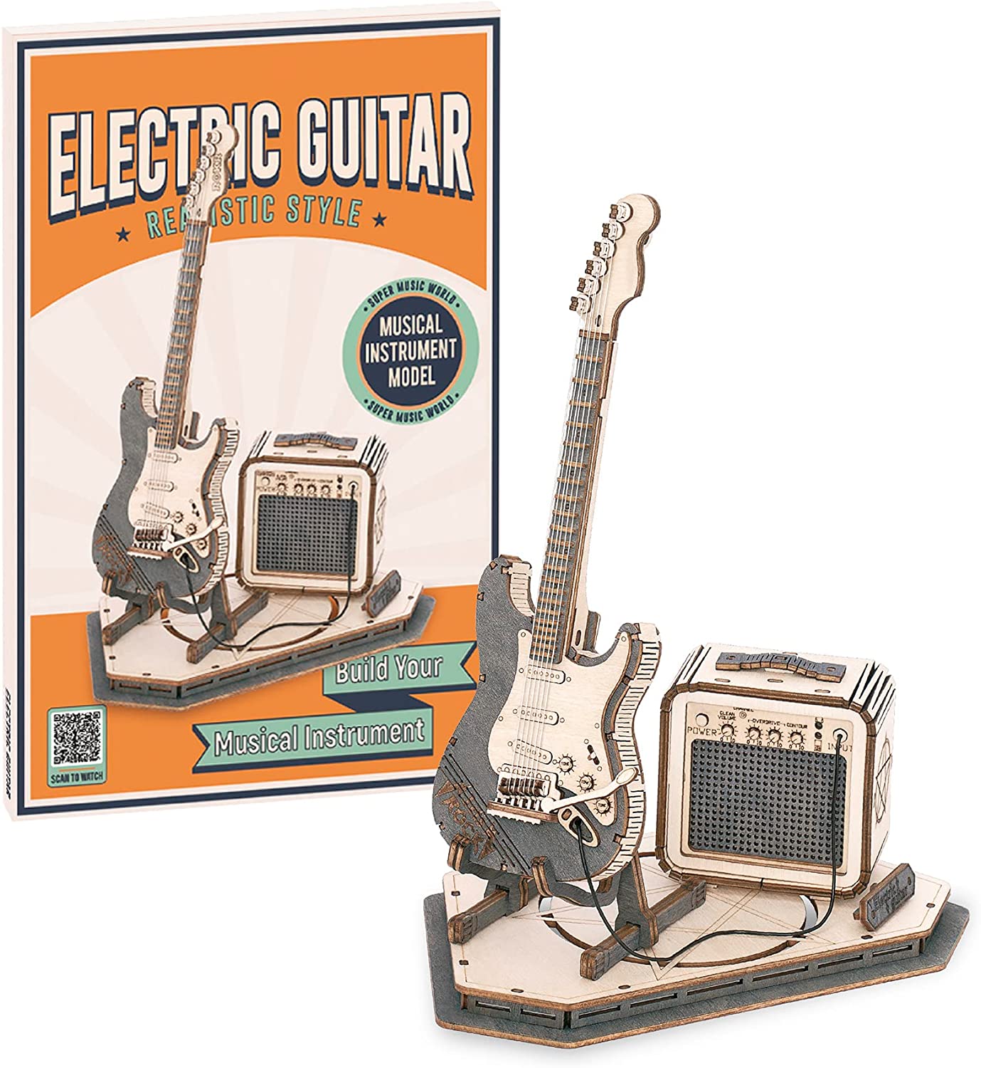 Robotime ROKR™ Electric Guitar Model Block Set 3D Wooden Puzzle