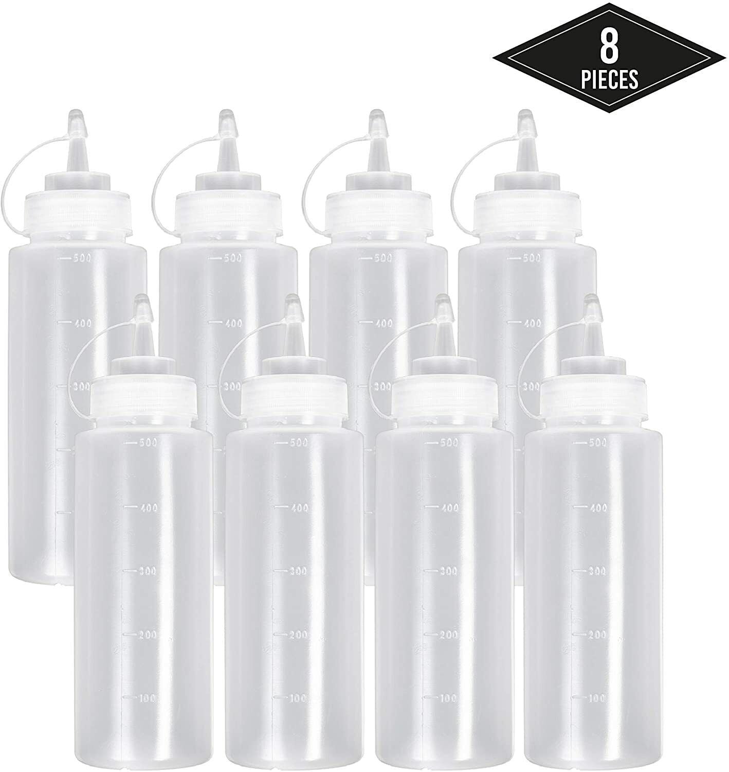 8PCS Or 4PCS Pack Plastic Squeeze Sauce Bottles Kitchen Condiment Dispenser Mayo 500ml